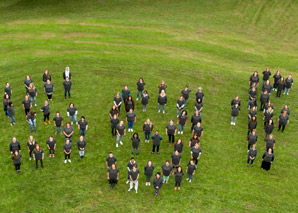 A human logo photographed by drone