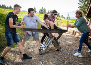 games on the alp with traditional food