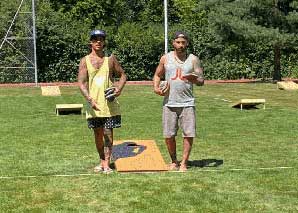 Cornhole – Play corn sacks into the hole