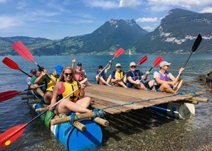 Raft building on the Thunersee