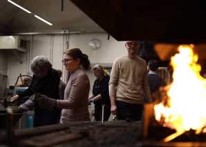 Fondue fork forging with fondue in Bern