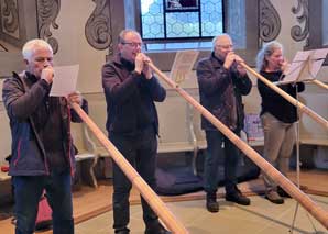 Garden hose alphorn games