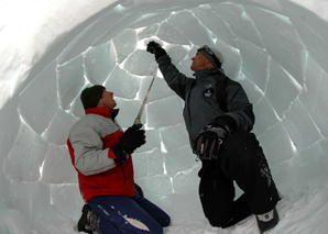 Construction d'igloos avec fondue ludique