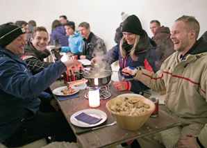 Igloo building with fondue fun