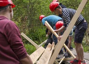 Build an large scale marble run outdoors