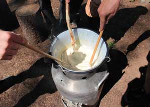 Milk jug fondue or raclette