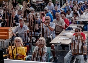Music workshop with bamboo instruments