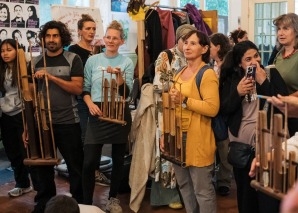Music workshop with bamboo instruments