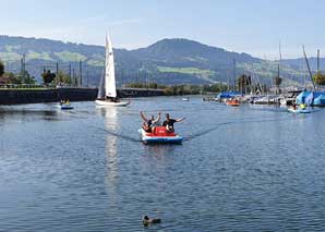 Pedal boat race on Lake Zurich