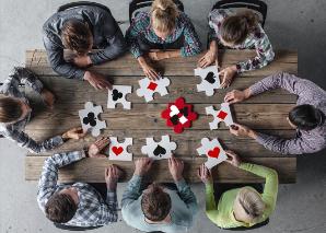 Team poker at home office