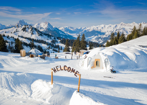 Raquettes à neige et  fondue dans l'igloo près de Davos