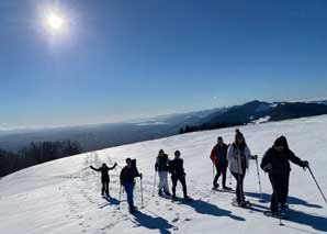 Randonnée en raquettes à neige avec fondue ou raclette