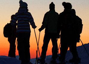 Snow shoe walking in central Switzerland