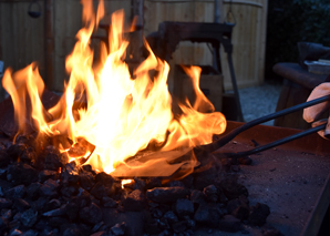 Forging skewers and fondue forks with food