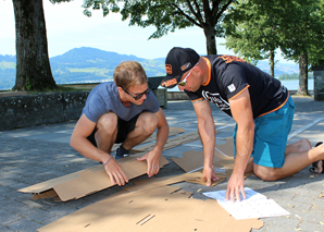 table soccer box building with match