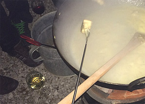 Feuerwok-Fondue im Winter