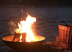 Feuerwok-Fondue im Winter