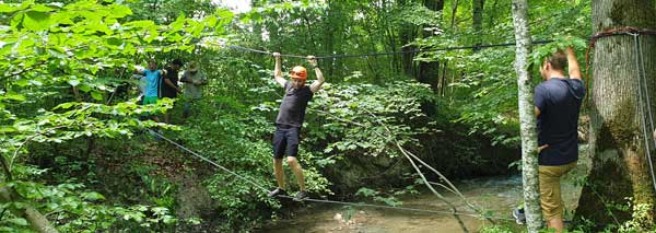 Rope bridge construction