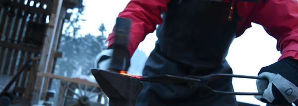 Forging skewers and fondue forks with food