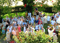Company party in a garden villa