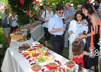 Company party in a garden villa
