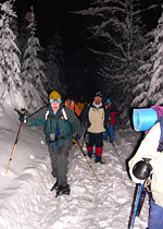 An evening on snow shoes