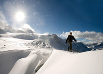 Snow shoes trek across a glacier