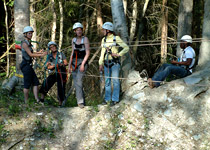 Rope bridge building