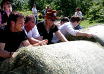 Western games with a table barbecue