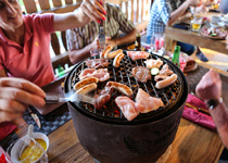 Western games with a table barbecue