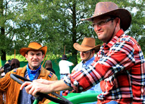 Western games with a table barbecue